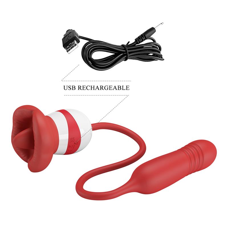 PRETTYLOVE - MOUTH VIBRATOR WITH LICKING AND THRUSTING ASHLYN