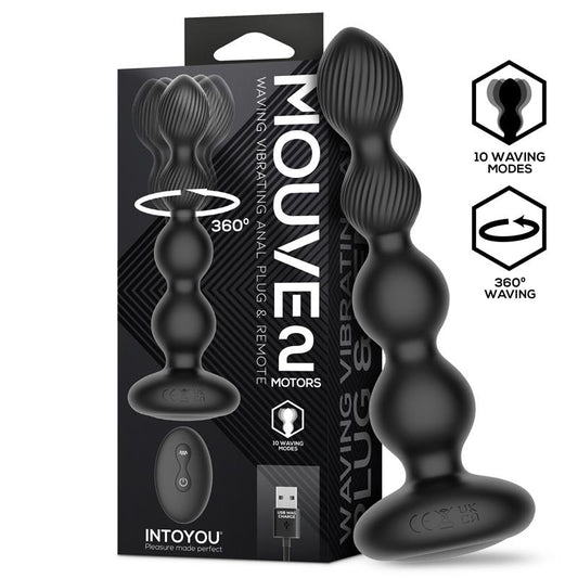 INTOYOU - MOUVE BUTT PLUG WITH WAVING AND VIBRATIION WITH REMOTE CONTROL 2 MOTORS