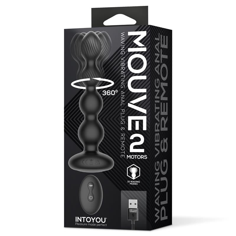 INTOYOU - MOUVE BUTT PLUG WITH WAVING AND VIBRATIION WITH REMOTE CONTROL 2 MOTORS