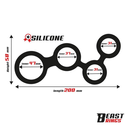 BEAST RINGS - MULTICOCKRING SILICONE 47 MM