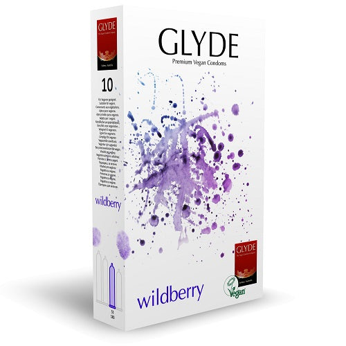 GLYDE VEGAN CONDOMS - GLYDE ULTRA WILDBERRY FLAVOUR VEGAN CONDOMS 10 PACK