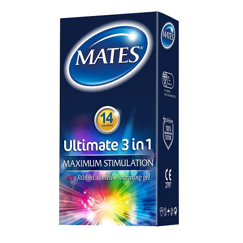 MATES - ULTIMATE 3 IN 1 CONDOMS 14 PACK