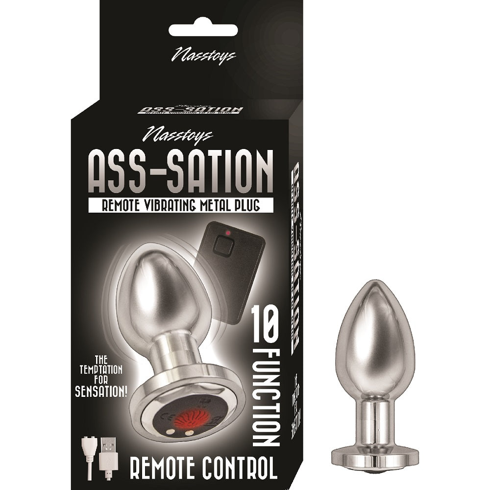 NASSTOYS - ASS-SATION REMOTE CONTROLLED VIBRATING METAL BUTT PLUG SILVER