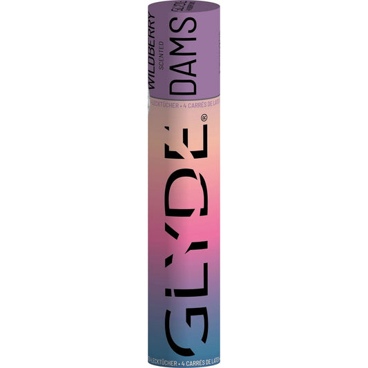 GLYDE VEGAN CONDOMS - SHEER GLYDE VEGAN DAMS WILDBERRY FLAVOUR 4 PACK