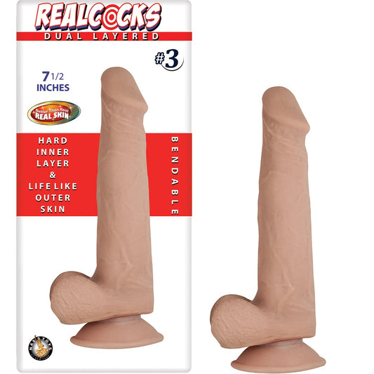 REALCOCKS - Dual Layer Bendable Dildo 7.5 Inch Vanilla