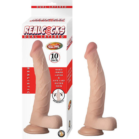 REALCOCKS - Dual Layer Bendable Dildo 10 Inch Vanilla