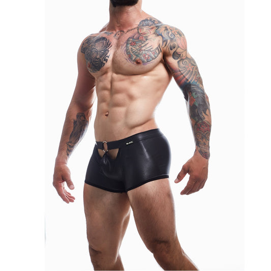 C4M - Peekaboo Black Leatherette Mini Pants