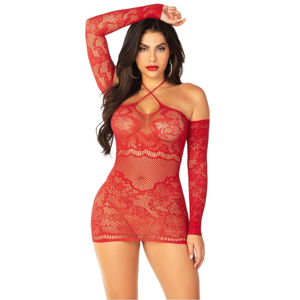LEG AVENUE - SEAMLESS OFF THE SHOULDER MINI DRESS RED