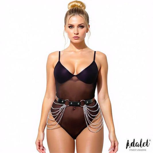 ADALET LINGERIE - NADINE VEGAN LEATHER BELT HARNESS CHAIN ONE SIZE