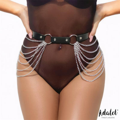 ADALET LINGERIE - NADINE VEGAN LEATHER BELT HARNESS CHAIN ONE SIZE