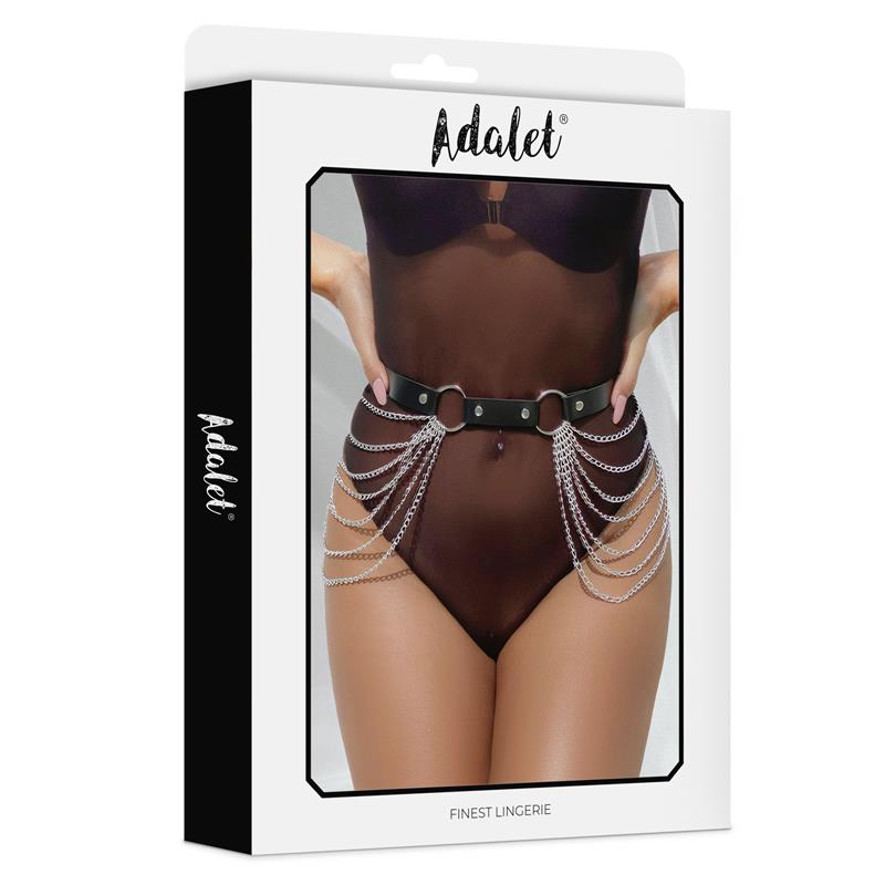 ADALET LINGERIE - NADINE VEGAN LEATHER BELT HARNESS CHAIN ONE SIZE