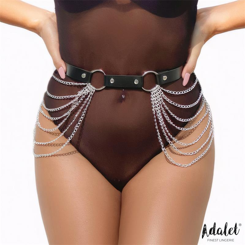 ADALET LINGERIE - NADINE VEGAN LEATHER BELT HARNESS CHAIN ONE SIZE