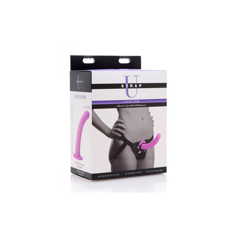 STRAP U - NAVIGATOR SILICONE G-SPOT DILDO WITH HARNESS PURPLE