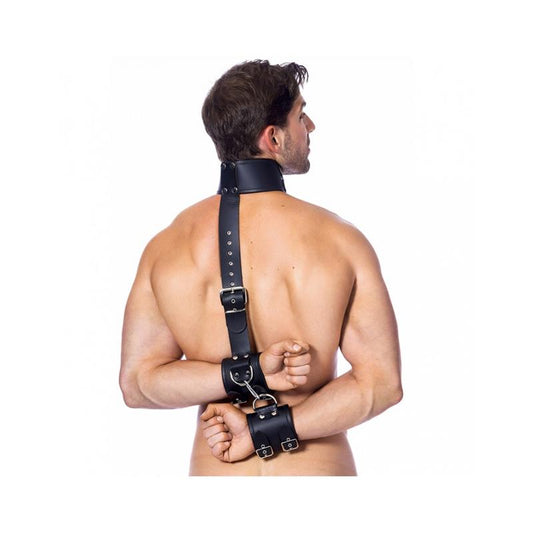 BONDAGE PLAY - NECK AND HANDS TIES LEATHER M-L