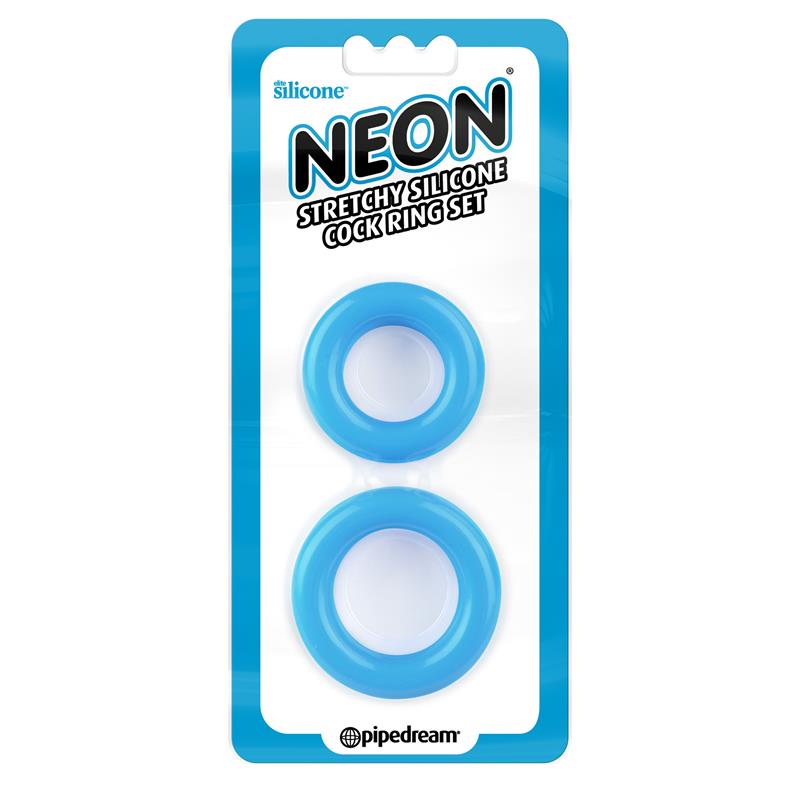 NEON - STRETCHY SILICONE COCK RING SET BLUE