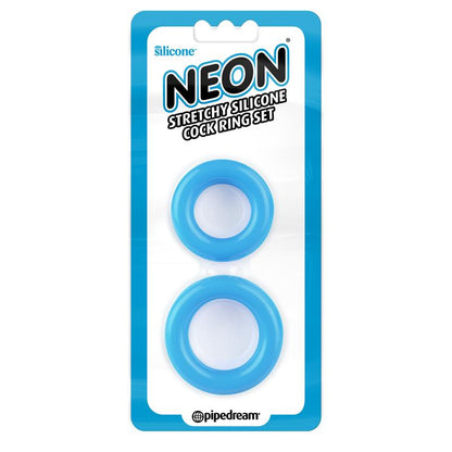 NEON - STRETCHY SILICONE COCK RING SET BLUE