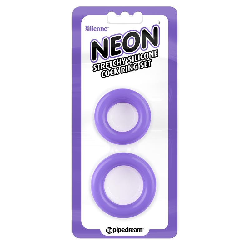 NEON - STRETCHY SILICONE COCK RING SET PURPLE