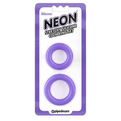 NEON - STRETCHY SILICONE COCK RING SET PURPLE