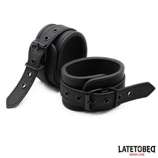 LATETOBED BDSM LINE - NEOPRENE HANDCUFFS BLACK