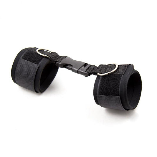 LATETOBED BDSM LINE - NEOPRENE HANDCUFFS WITH VELDRO BLACK