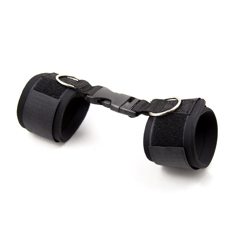 LATETOBED BDSM LINE - NEOPRENE HANDCUFFS WITH VELDRO BLACK