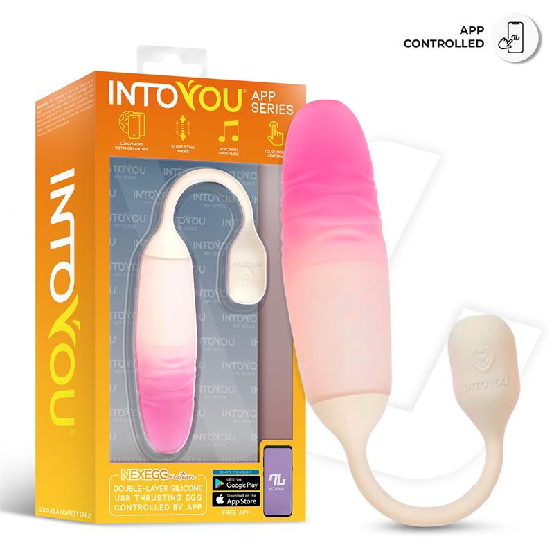 INTOYOU APP SERIES - NEXEGG MOTION VIBRATING EGG WITH THRUSTING APP BEIGE/PINK