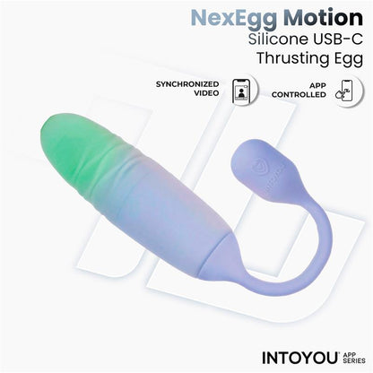 INTOYOU APP SERIES - NEXEGG MOTION VIBRATING EGG WITH THRUSTING APP LILAC/PISTACHIO