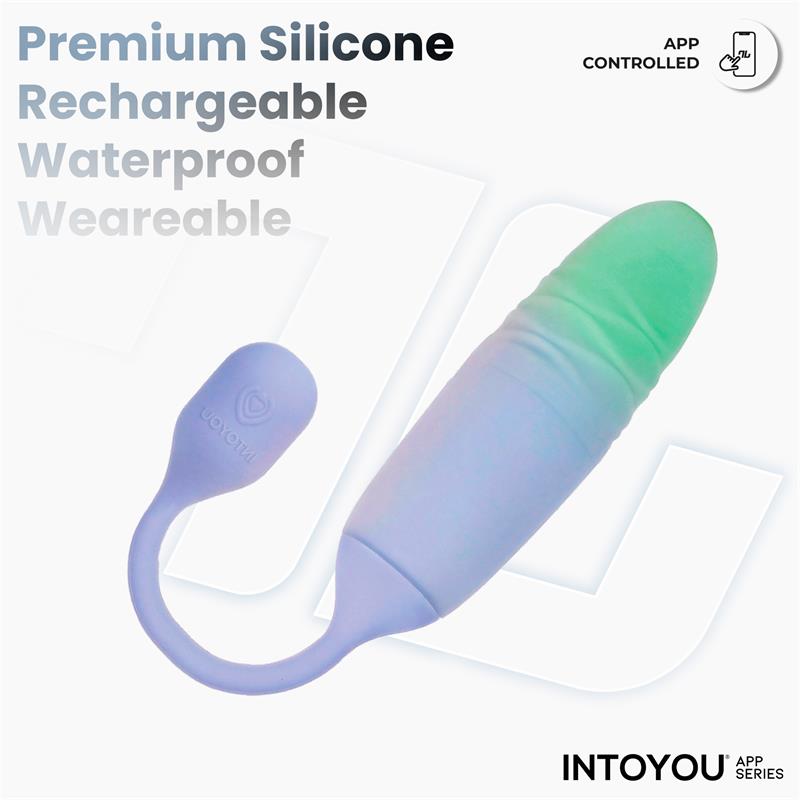 INTOYOU APP SERIES - NEXEGG MOTION VIBRATING EGG WITH THRUSTING APP LILAC/PISTACHIO