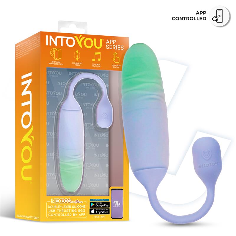 INTOYOU APP SERIES - NEXEGG MOTION VIBRATING EGG WITH THRUSTING APP LILAC/PISTACHIO