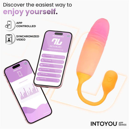 INTOYOU APP SERIES - NEXEGG MOTION VIBRATING EGG WITH THRUSTING APP ORANGE/PINK