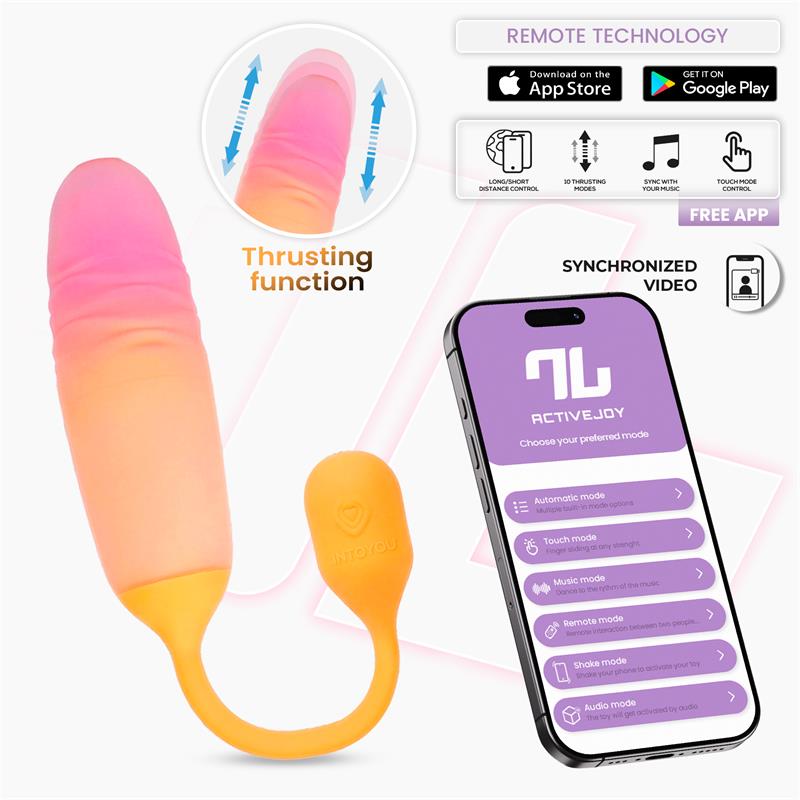 INTOYOU APP SERIES - NEXEGG MOTION VIBRATING EGG WITH THRUSTING APP ORANGE/PINK