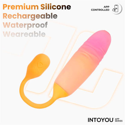 INTOYOU APP SERIES - NEXEGG MOTION VIBRATING EGG WITH THRUSTING APP ORANGE/PINK