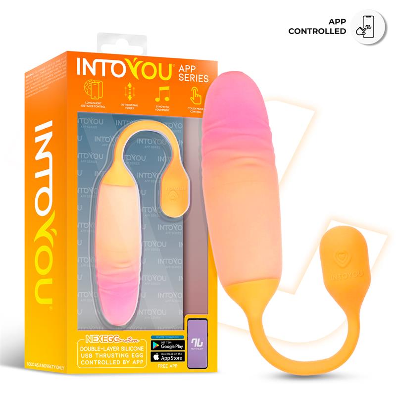 INTOYOU APP SERIES - NEXEGG MOTION VIBRATING EGG WITH THRUSTING APP ORANGE/PINK