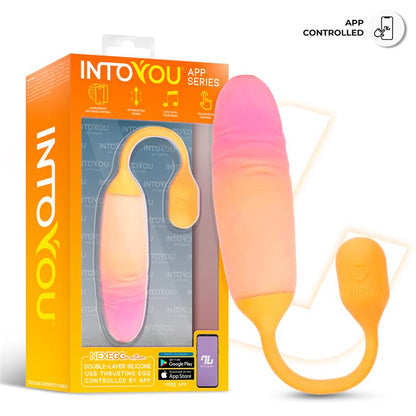 INTOYOU APP SERIES - NEXEGG MOTION VIBRATING EGG WITH THRUSTING APP ORANGE/PINK