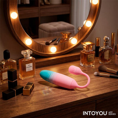 INTOYOU APP SERIES - NEXEGG MOTION VIBRATING EGG WITH THRUSTING APP PINK/TURQUOISE