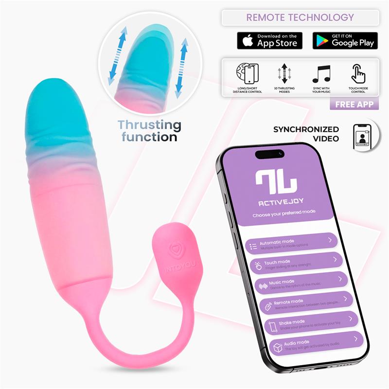 INTOYOU APP SERIES - NEXEGG MOTION VIBRATING EGG WITH THRUSTING APP PINK/TURQUOISE