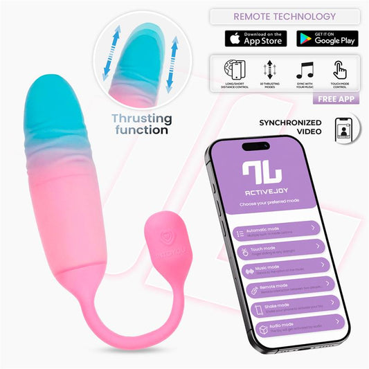 INTOYOU APP SERIES - NEXEGG MOTION VIBRATING EGG WITH THRUSTING APP PINK/TURQUOISE