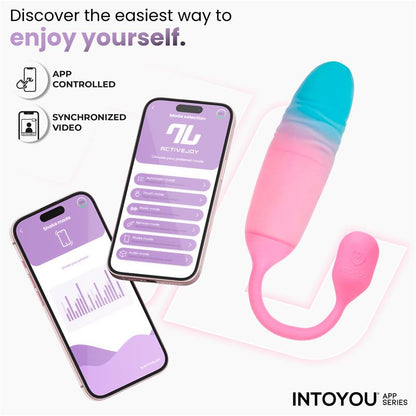 INTOYOU APP SERIES - NEXEGG MOTION VIBRATING EGG WITH THRUSTING APP PINK/TURQUOISE