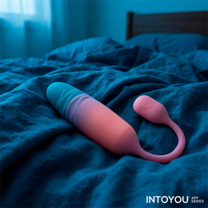 INTOYOU APP SERIES - NEXEGG MOTION VIBRATING EGG WITH THRUSTING APP PINK/TURQUOISE