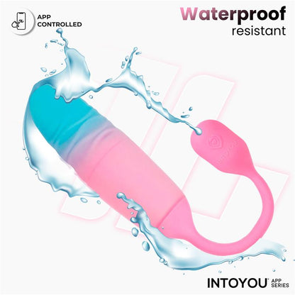 INTOYOU APP SERIES - NEXEGG MOTION VIBRATING EGG WITH THRUSTING APP PINK/TURQUOISE
