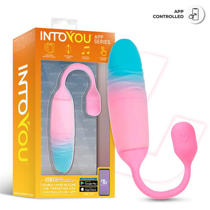 INTOYOU APP SERIES - NEXEGG MOTION VIBRATING EGG WITH THRUSTING APP PINK/TURQUOISE