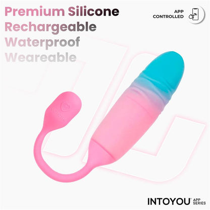 INTOYOU APP SERIES - NEXEGG MOTION VIBRATING EGG WITH THRUSTING APP PINK/TURQUOISE
