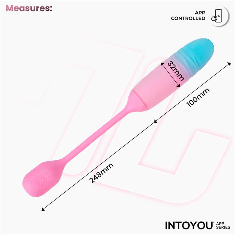 INTOYOU APP SERIES - NEXEGG MOTION VIBRATING EGG WITH THRUSTING APP PINK/TURQUOISE