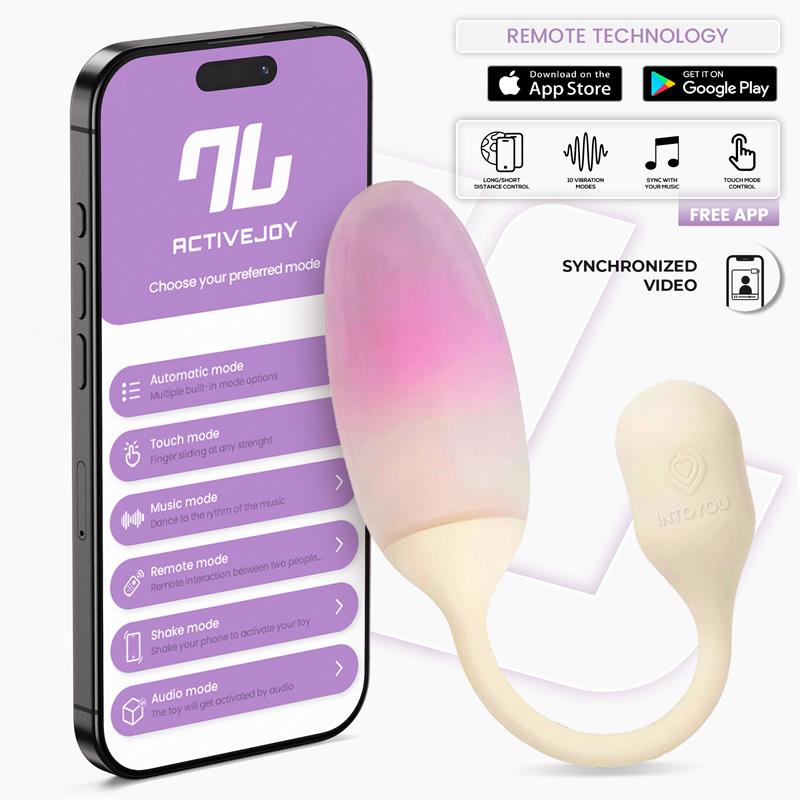 INTOYOU APP SERIES - NEXEGG VIBRATING EGG DOUBLE SILICONE LAYER APP BEIGE/PINK