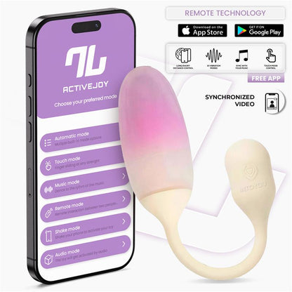 INTOYOU APP SERIES - NEXEGG VIBRATING EGG DOUBLE SILICONE LAYER APP BEIGE/PINK
