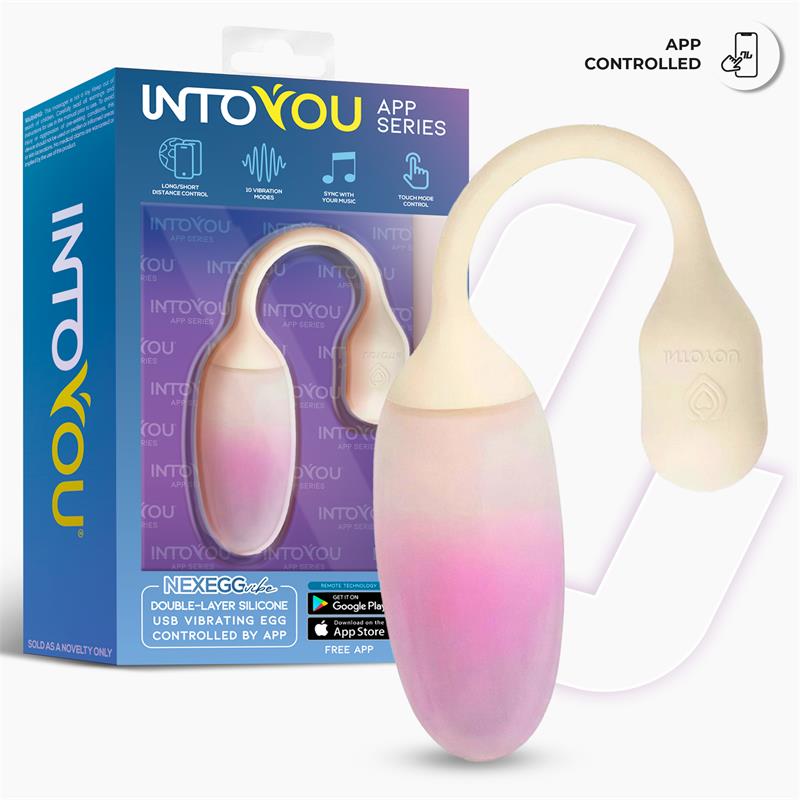 INTOYOU APP SERIES - NEXEGG VIBRATING EGG DOUBLE SILICONE LAYER APP BEIGE/PINK