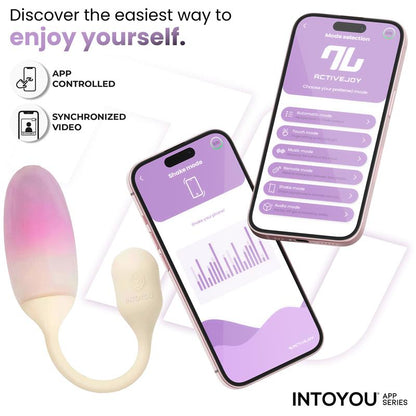 INTOYOU APP SERIES - NEXEGG VIBRATING EGG DOUBLE SILICONE LAYER APP BEIGE/PINK