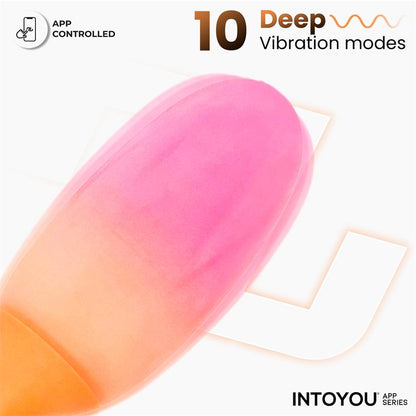 INTOYOU APP SERIES - NEXEGG VIBRATING EGG DOUBLE SILICONE LAYER APP ORANGE/PINK