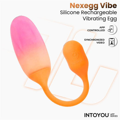 INTOYOU APP SERIES - NEXEGG VIBRATING EGG DOUBLE SILICONE LAYER APP ORANGE/PINK