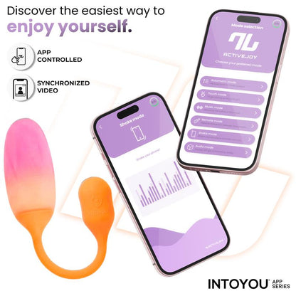 INTOYOU APP SERIES - NEXEGG VIBRATING EGG DOUBLE SILICONE LAYER APP ORANGE/PINK
